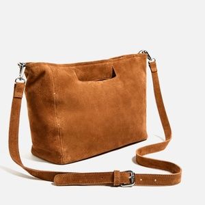 Zara Leather Split Suede Tote Bag (Camel)